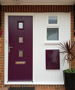 purple composite door with side panel