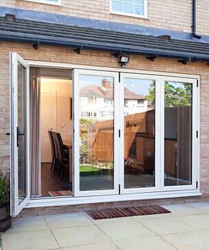 white bi-fold doors