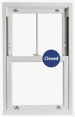 animation of windows being opened, front view