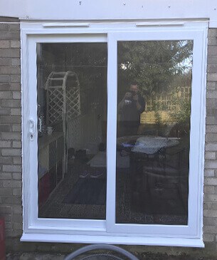 white sliding patio door