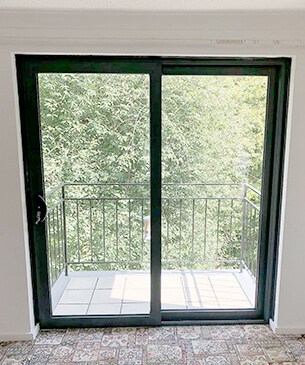 sliding patio door looking into the garden