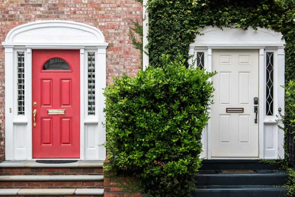 composite front doors red white