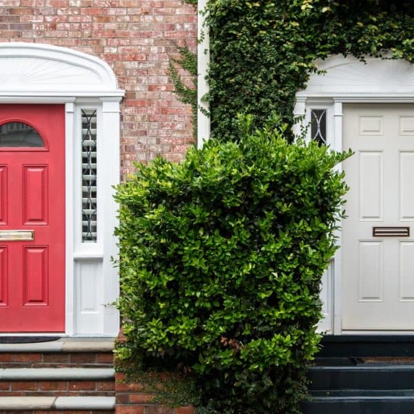 composite front doors red white